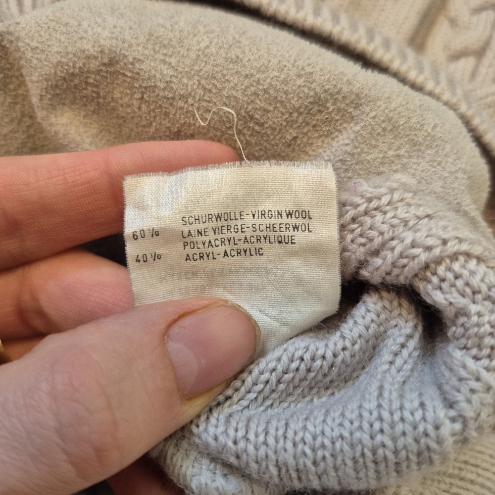 Bleyle Women's Vintage German Cream Virgin Wool Knit Sweater Cardigan Size M/L - Picture 6 of 8